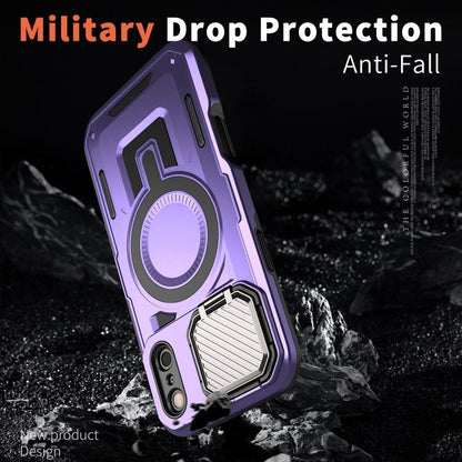 For iPhone 17 Pro Max Shield Frame Holder MagSafe Phone Case(Purple) - iPhone 17 Pro Max Cases by buy2fix | Online Shopping UK | buy2fix