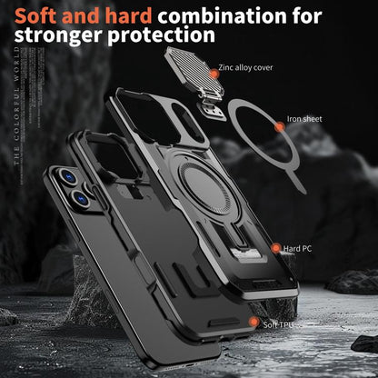 For iPhone 17 Pro Shield Frame Holder MagSafe Phone Case(Black) - iPhone 17 Pro Cases by buy2fix | Online Shopping UK | buy2fix