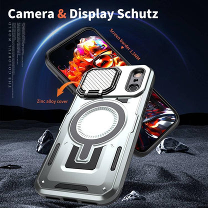 For iPhone 17 Pro Shield Frame Holder MagSafe Phone Case(Grey) - iPhone 17 Pro Cases by buy2fix | Online Shopping UK | buy2fix