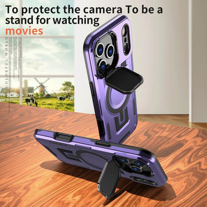 For iPhone 17 Pro Shield Frame Holder MagSafe Phone Case(Purple) - iPhone 17 Pro Cases by buy2fix | Online Shopping UK | buy2fix