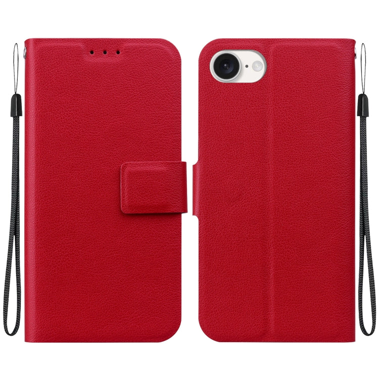 For iPhone 16e Ultra-thin Voltage Magnetic Buckle Leather Phone Case(Red) - iPhone 16e Cases by buy2fix | Online Shopping UK | buy2fix