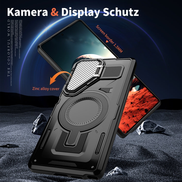 For Samsung Galaxy S25+ 5G Shield Frame Holder MagSafe Phone Case(Black) by buy2fix