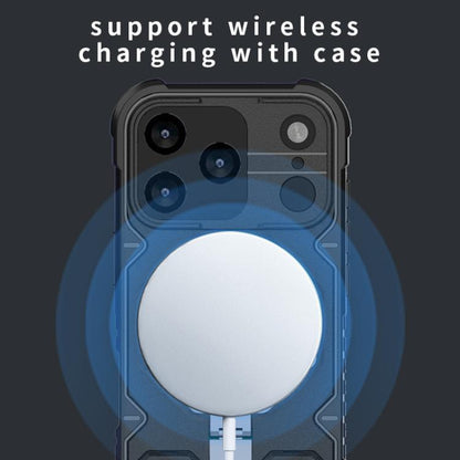 For iPhone 17 Pro Camera Shield Armor MagSafe Holder Phone Case with Strap(Black) - iPhone 17 Pro Cases by buy2fix | Online Shopping UK | buy2fix