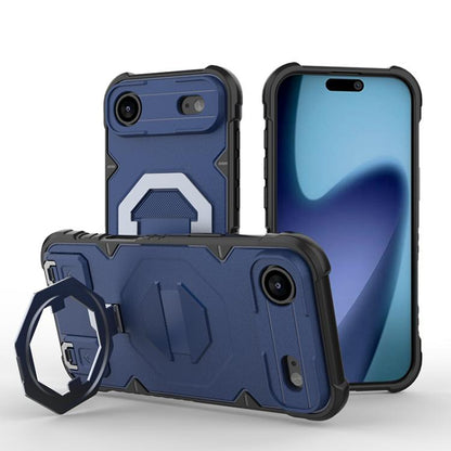 For iPhone Air Camera Shield Armor MagSafe Holder Phone Case with Strap(Sapphire Blue) - iPhone Air Cases by buy2fix | Online Shopping UK | buy2fix