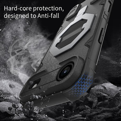 For iPhone Air Camera Shield Armor MagSafe Holder Phone Case with Strap(Sapphire Blue) - iPhone Air Cases by buy2fix | Online Shopping UK | buy2fix