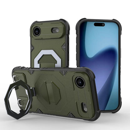 For iPhone Air Camera Shield Armor MagSafe Holder Phone Case with Strap(Dark Green) - iPhone Air Cases by buy2fix | Online Shopping UK | buy2fix