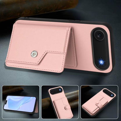 For iPhone Air Button Card Bag RFID Anti-theft Phone Case(Pink) - iPhone Air Cases by buy2fix | Online Shopping UK | buy2fix