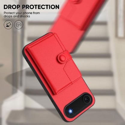 For iPhone Air Button Card Bag RFID Anti-theft Phone Case(Red) - iPhone Air Cases by buy2fix | Online Shopping UK | buy2fix