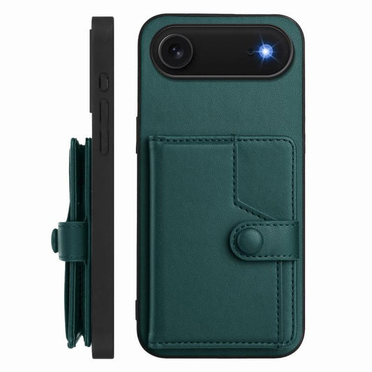 For iPhone Air Button Card Bag RFID Anti-theft Phone Case(Green) - iPhone Air Cases by buy2fix | Online Shopping UK | buy2fix