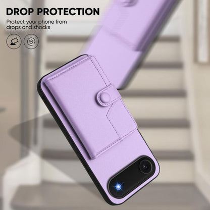 For iPhone Air Button Card Bag RFID Anti-theft Phone Case(Purple) - iPhone Air Cases by buy2fix | Online Shopping UK | buy2fix