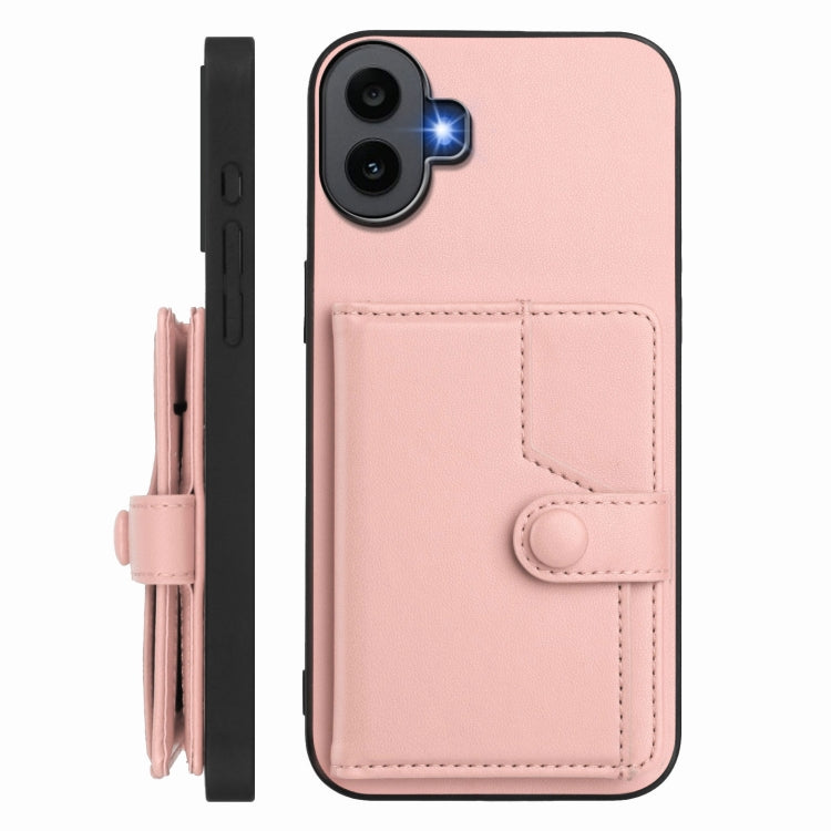 For Nothing CMF Phone 1 Button Card Bag RFID Anti-theft Phone Case(Pink) - Nothing Cases by buy2fix | Online Shopping UK | buy2fix
