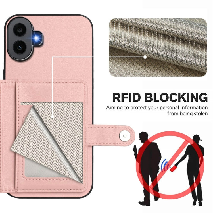 For Nothing CMF Phone 1 Button Card Bag RFID Anti-theft Phone Case(Pink) - Nothing Cases by buy2fix | Online Shopping UK | buy2fix