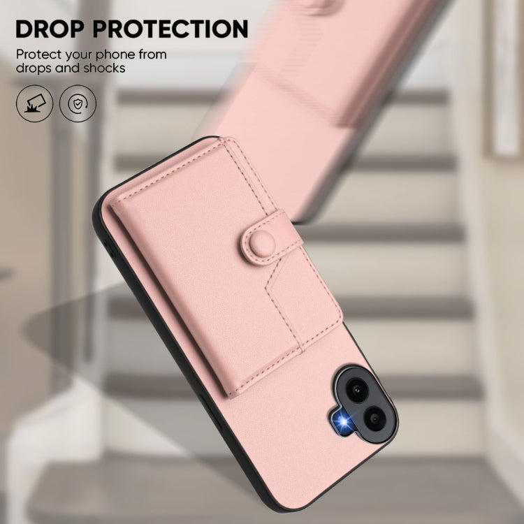 For Nothing CMF Phone 1 Button Card Bag RFID Anti-theft Phone Case(Pink) - Nothing Cases by buy2fix | Online Shopping UK | buy2fix