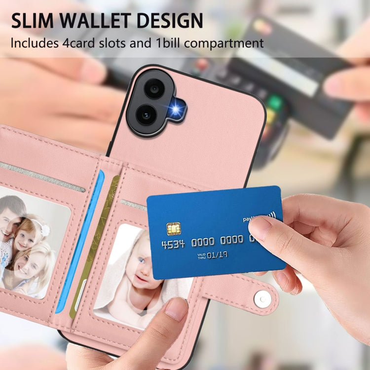For Nothing CMF Phone 1 Button Card Bag RFID Anti-theft Phone Case(Pink) - Nothing Cases by buy2fix | Online Shopping UK | buy2fix