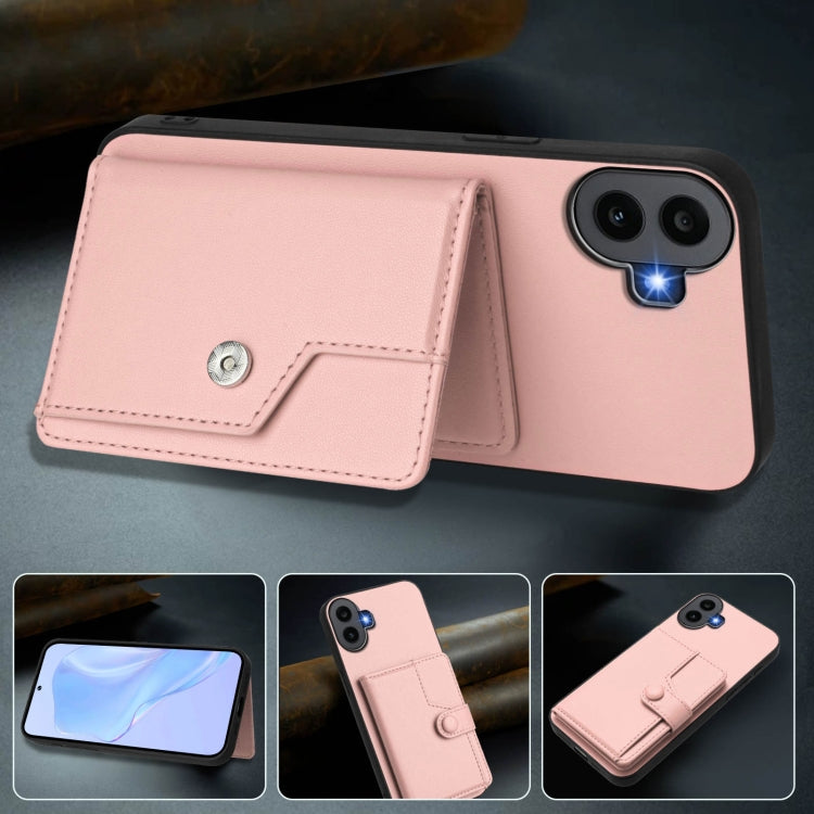For Nothing CMF Phone 1 Button Card Bag RFID Anti-theft Phone Case(Pink) - Nothing Cases by buy2fix | Online Shopping UK | buy2fix