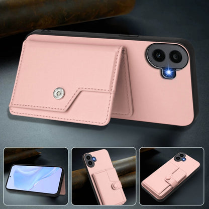 For Nothing CMF Phone 1 Button Card Bag RFID Anti-theft Phone Case(Pink) - Nothing Cases by buy2fix | Online Shopping UK | buy2fix