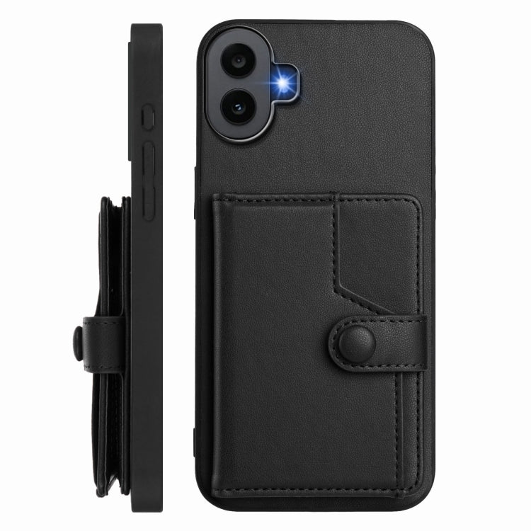 For Nothing CMF Phone 1 Button Card Bag RFID Anti-theft Phone Case(Black) - Nothing Cases by buy2fix | Online Shopping UK | buy2fix