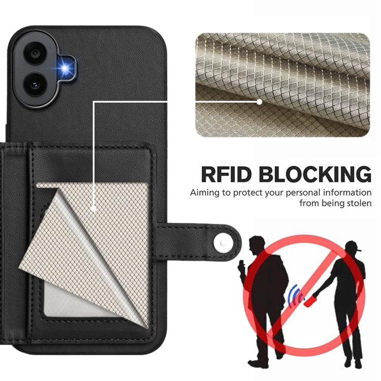 For Nothing CMF Phone 1 Button Card Bag RFID Anti-theft Phone Case(Black) - Nothing Cases by buy2fix | Online Shopping UK | buy2fix