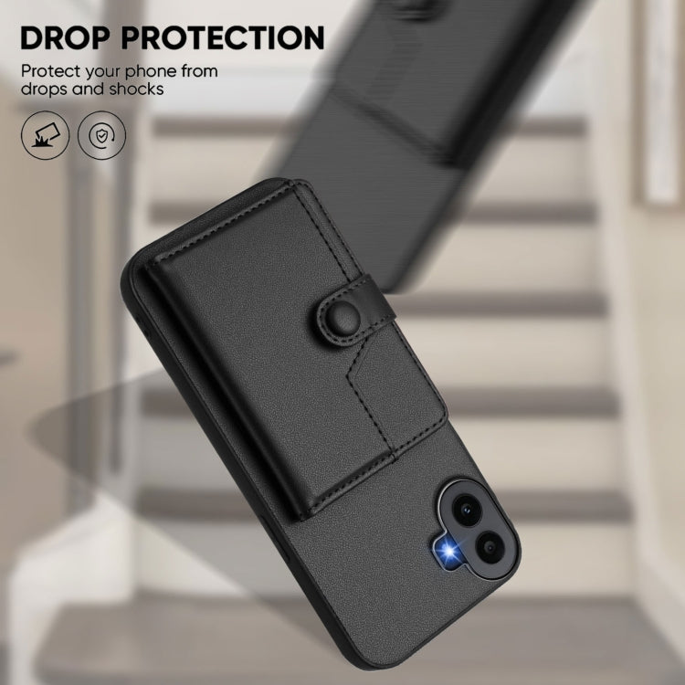 For Nothing CMF Phone 1 Button Card Bag RFID Anti-theft Phone Case(Black) - Nothing Cases by buy2fix | Online Shopping UK | buy2fix