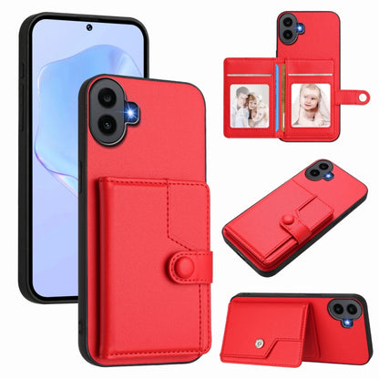 For Nothing CMF Phone 1 Button Card Bag RFID Anti-theft Phone Case(Red) - Nothing Cases by buy2fix | Online Shopping UK | buy2fix