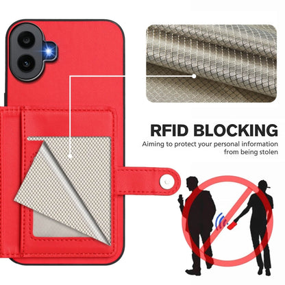 For Nothing CMF Phone 1 Button Card Bag RFID Anti-theft Phone Case(Red) - Nothing Cases by buy2fix | Online Shopping UK | buy2fix