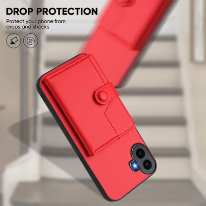 For Nothing CMF Phone 1 Button Card Bag RFID Anti-theft Phone Case(Red) - Nothing Cases by buy2fix | Online Shopping UK | buy2fix