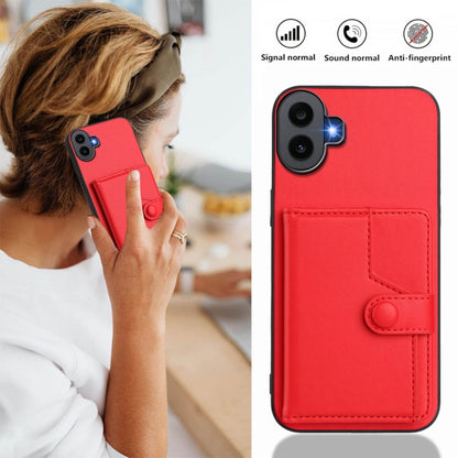For Nothing CMF Phone 1 Button Card Bag RFID Anti-theft Phone Case(Red) - Nothing Cases by buy2fix | Online Shopping UK | buy2fix