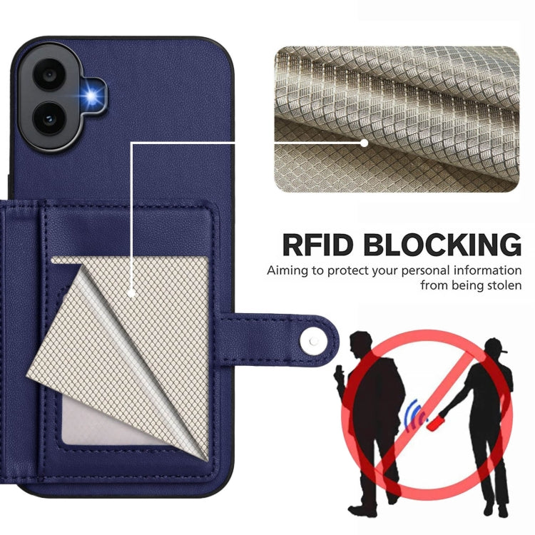 For Nothing CMF Phone 1 Button Card Bag RFID Anti-theft Phone Case(Blue) - More Brand by buy2fix | Online Shopping UK | buy2fix