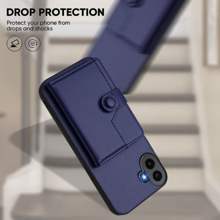 For Nothing CMF Phone 1 Button Card Bag RFID Anti-theft Phone Case(Blue) - More Brand by buy2fix | Online Shopping UK | buy2fix