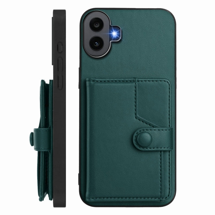 For Nothing CMF Phone 1 Button Card Bag RFID Anti-theft Phone Case(Green) - Nothing Cases by buy2fix | Online Shopping UK | buy2fix