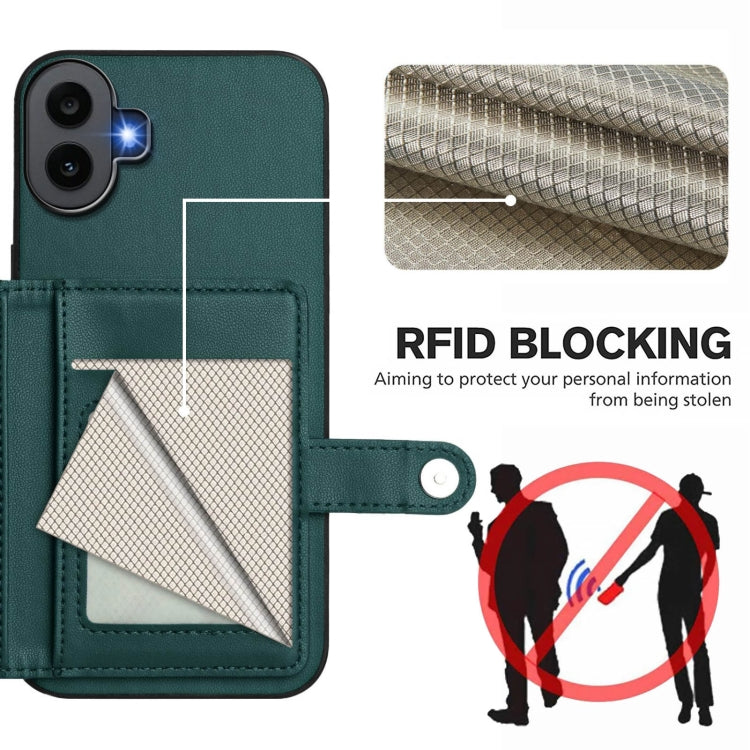 For Nothing CMF Phone 1 Button Card Bag RFID Anti-theft Phone Case(Green) - Nothing Cases by buy2fix | Online Shopping UK | buy2fix