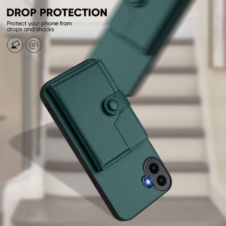 For Nothing CMF Phone 1 Button Card Bag RFID Anti-theft Phone Case(Green) - Nothing Cases by buy2fix | Online Shopping UK | buy2fix