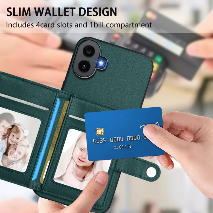 For Nothing CMF Phone 1 Button Card Bag RFID Anti-theft Phone Case(Green) - Nothing Cases by buy2fix | Online Shopping UK | buy2fix