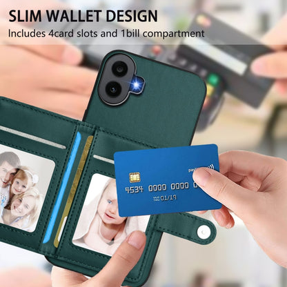 For Nothing CMF Phone 1 Button Card Bag RFID Anti-theft Phone Case(Green) - Nothing Cases by buy2fix | Online Shopping UK | buy2fix