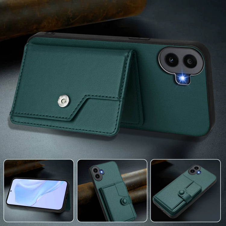 For Nothing CMF Phone 1 Button Card Bag RFID Anti-theft Phone Case(Green) - Nothing Cases by buy2fix | Online Shopping UK | buy2fix
