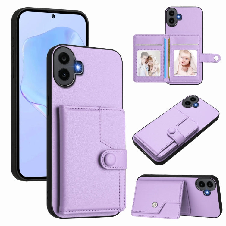 For Nothing CMF Phone 1 Button Card Bag RFID Anti-theft Phone Case(Purple) - Nothing Cases by buy2fix | Online Shopping UK | buy2fix