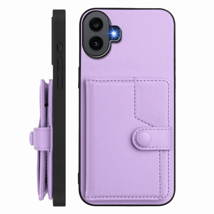 For Nothing CMF Phone 1 Button Card Bag RFID Anti-theft Phone Case(Purple) - Nothing Cases by buy2fix | Online Shopping UK | buy2fix