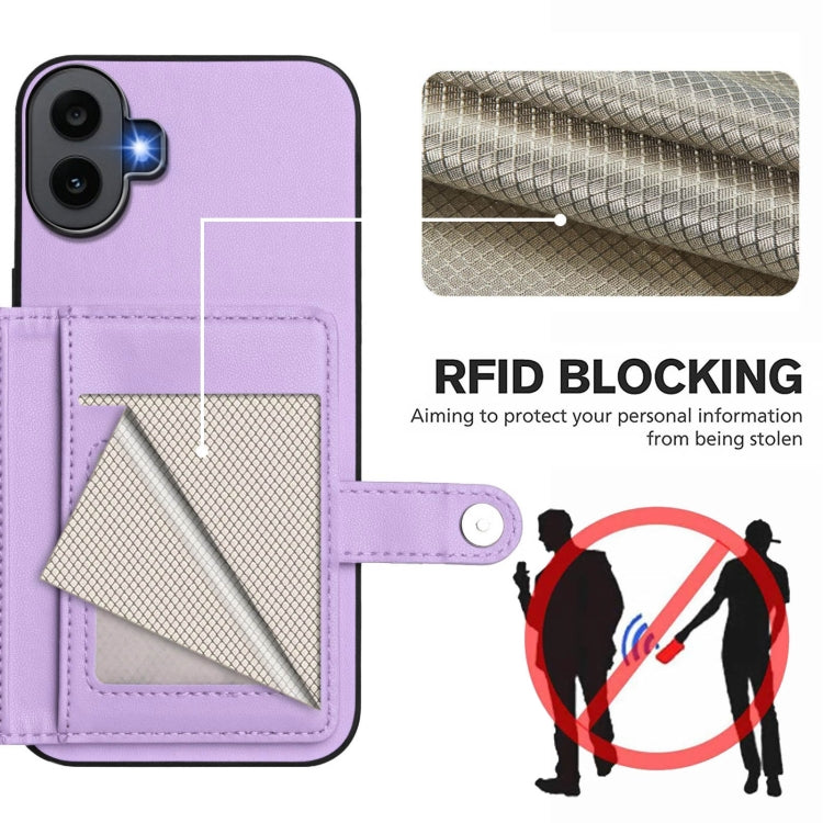 For Nothing CMF Phone 1 Button Card Bag RFID Anti-theft Phone Case(Purple) - Nothing Cases by buy2fix | Online Shopping UK | buy2fix