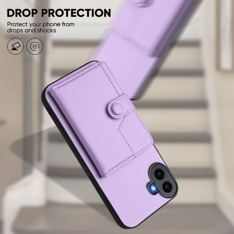For Nothing CMF Phone 1 Button Card Bag RFID Anti-theft Phone Case(Purple) - Nothing Cases by buy2fix | Online Shopping UK | buy2fix