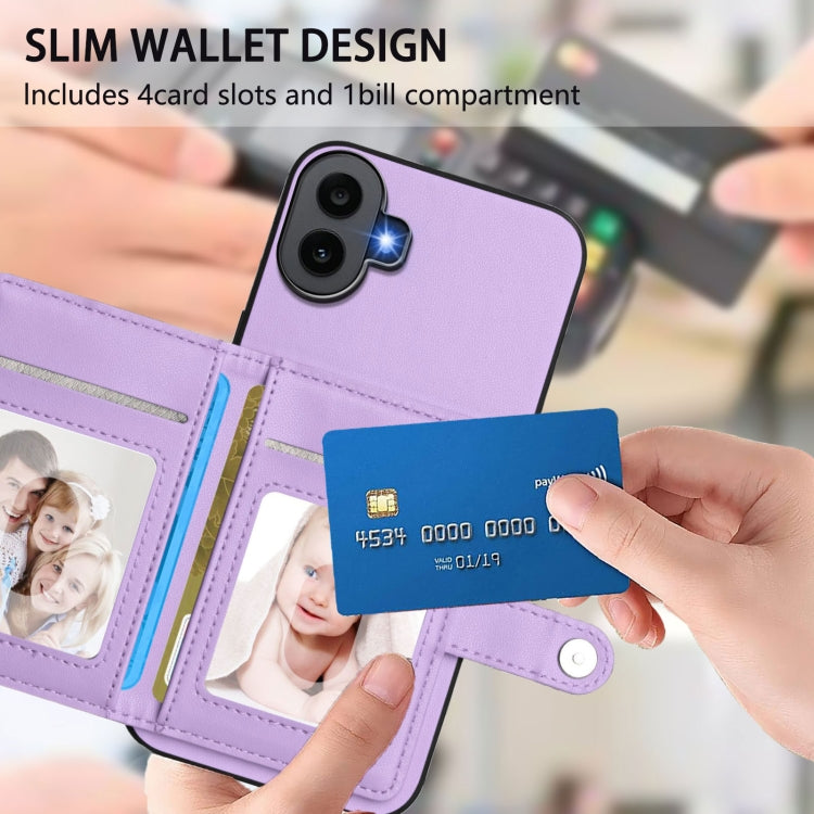 For Nothing CMF Phone 1 Button Card Bag RFID Anti-theft Phone Case(Purple) - Nothing Cases by buy2fix | Online Shopping UK | buy2fix