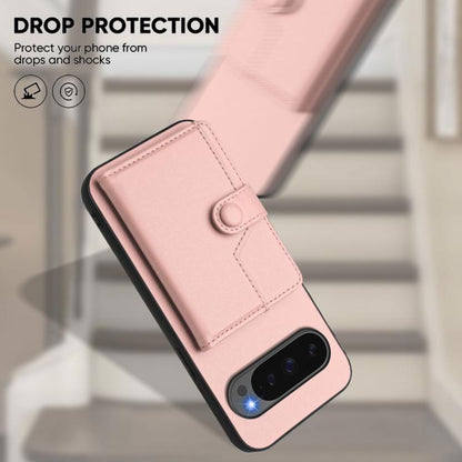 For Google Pixel 10 Pro XL Button Card Bag RFID Anti-theft Phone Case(Pink) - Google Cases by buy2fix | Online Shopping UK | buy2fix