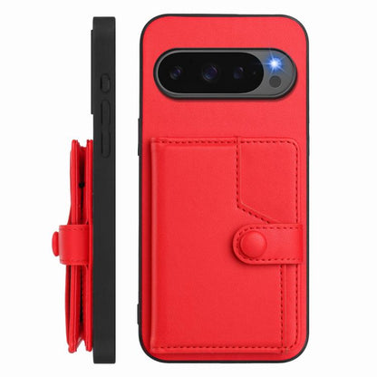 For Google Pixel 10 Pro XL Button Card Bag RFID Anti-theft Phone Case(Red) - Google Cases by buy2fix | Online Shopping UK | buy2fix