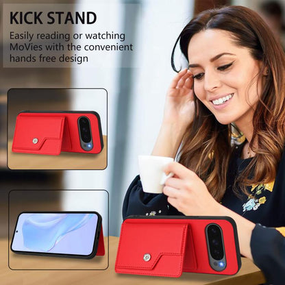 For Google Pixel 10 Pro XL Button Card Bag RFID Anti-theft Phone Case(Red) - Google Cases by buy2fix | Online Shopping UK | buy2fix