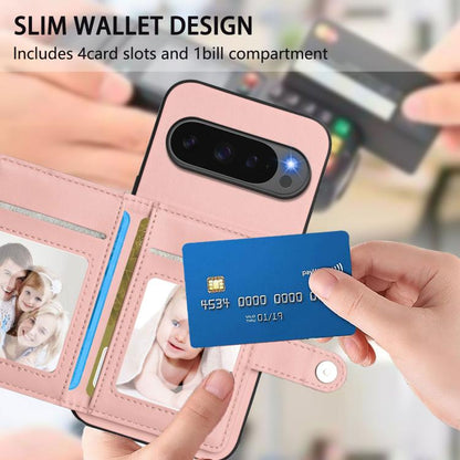 For Google Pixel 10 / 10 Pro Button Card Bag RFID Anti-theft Phone Case(Pink) - Google Cases by buy2fix | Online Shopping UK | buy2fix