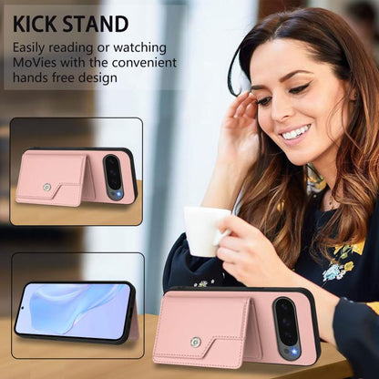 For Google Pixel 10 / 10 Pro Button Card Bag RFID Anti-theft Phone Case(Pink) - Google Cases by buy2fix | Online Shopping UK | buy2fix