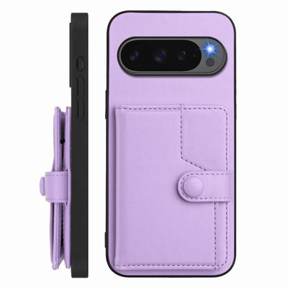 For Google Pixel 10 / 10 Pro Button Card Bag RFID Anti-theft Phone Case(Purple) - Google Cases by buy2fix | Online Shopping UK | buy2fix
