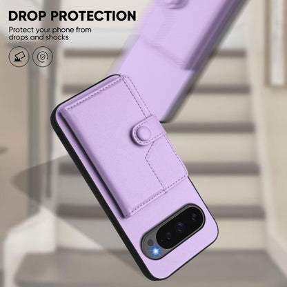 For Google Pixel 10 / 10 Pro Button Card Bag RFID Anti-theft Phone Case(Purple) - Google Cases by buy2fix | Online Shopping UK | buy2fix