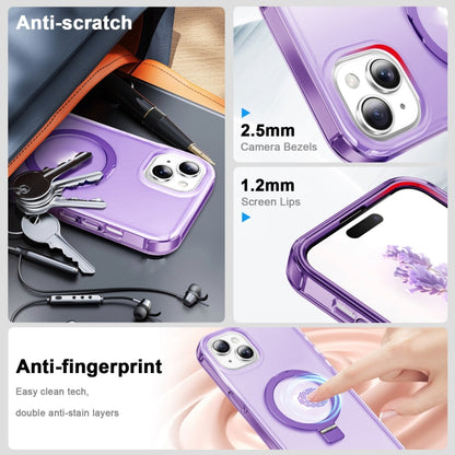 For iPhone 15 Plus Frosted Skin Feel MagSafe Holder 360 Full Body Phone Case(Purple) - iPhone 15 Plus Cases by buy2fix | Online Shopping UK | buy2fix
