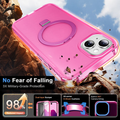 For iPhone 14 Plus Frosted Skin Feel MagSafe Holder 360 Full Body Phone Case(Rose Red) - iPhone 14 Plus Cases by buy2fix | Online Shopping UK | buy2fix