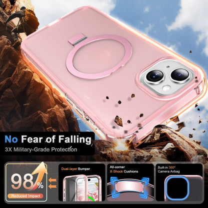 For iPhone 14 Frosted Skin Feel MagSafe Holder 360 Full Body Phone Case(Pink) - iPhone 14 Cases by buy2fix | Online Shopping UK | buy2fix